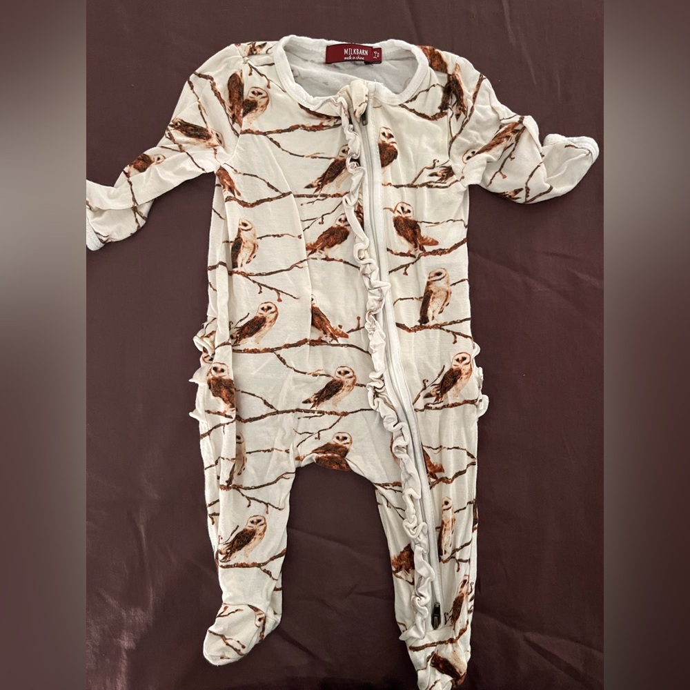 Milk barn zip up footed one piece